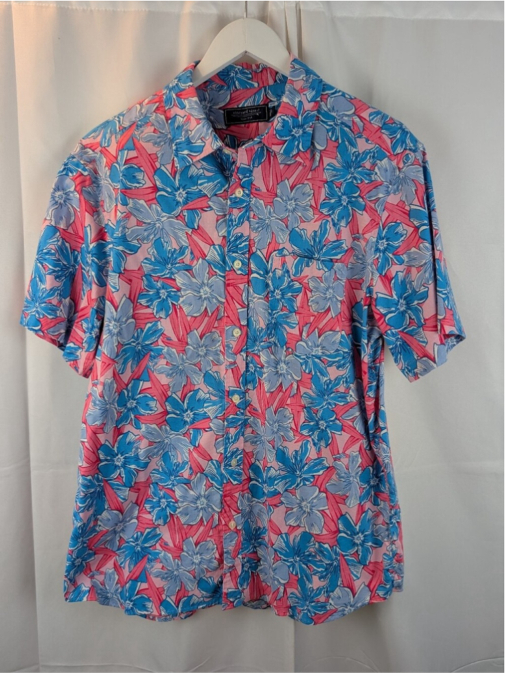 Vineyard Vines Mens Short Sleeve Floral Hawaiian Cotton Shirt Size L EUC